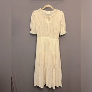 Sweet Wanderer Off-White Boho Midi Dress